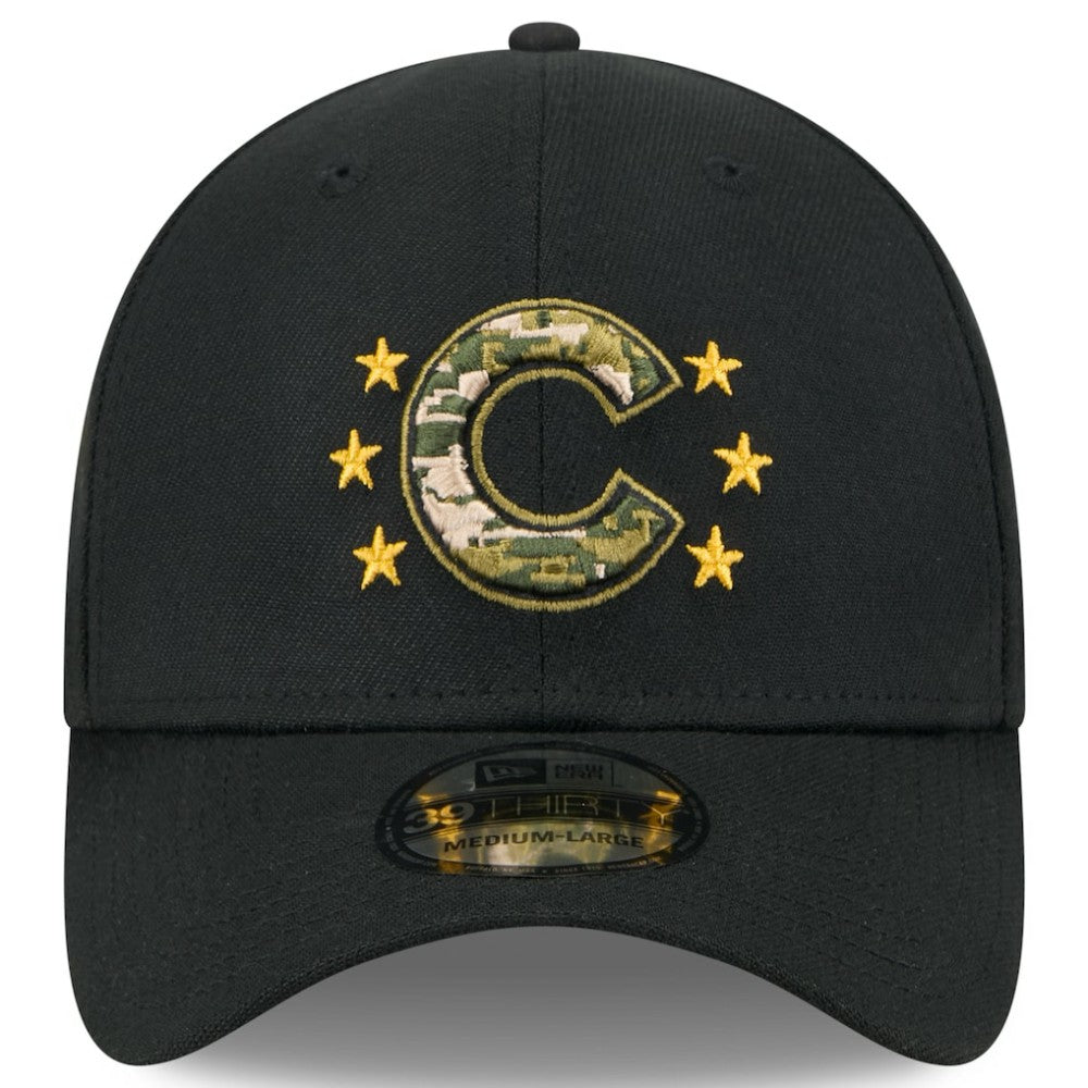 Chicago Cubs New Era 2024 Armed Forces Day 39THIRTY Flex Hat - Black Hats