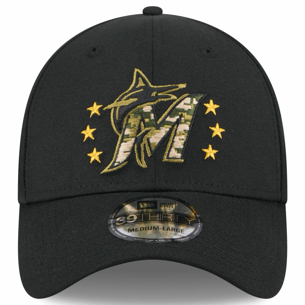Miami Marlins New Era 2024 Armed Forces Day 39THIRTY Flex Hat - Black Hats