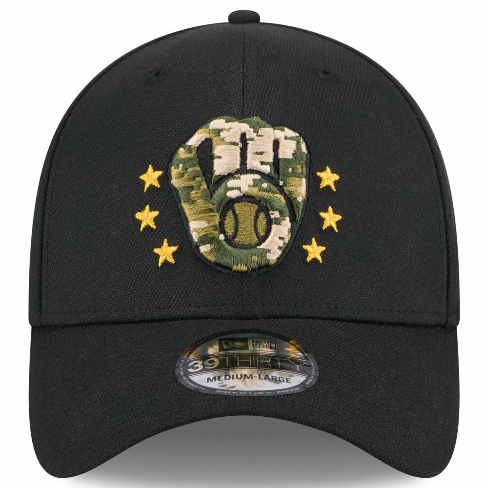 Milwaukee Brewers New Era 2024 Armed Forces Day 39THIRTY Flex Hat - Black Hats