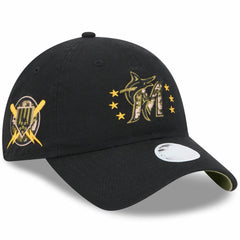 Miami Marlins New Era Women's 2024 Armed Forces Day 9TWENTY Adjustable Hat - Black Hats