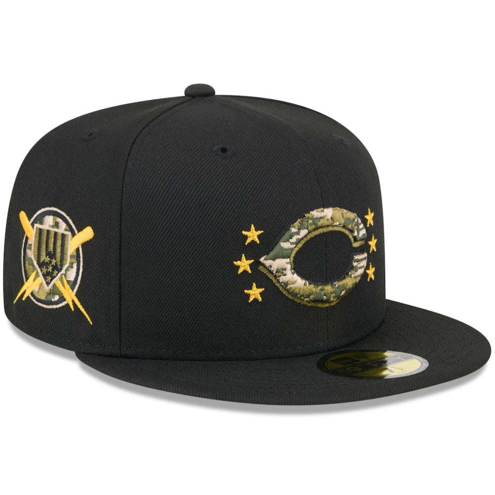 Cincinnati Reds New Era 2024 Armed Forces Day On-Field 59FIFTY Fitted Hat - Black Hats