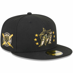 Miami Marlins New Era 2024 Armed Forces Day On-Field 59FIFTY Fitted Hat - Black Hats