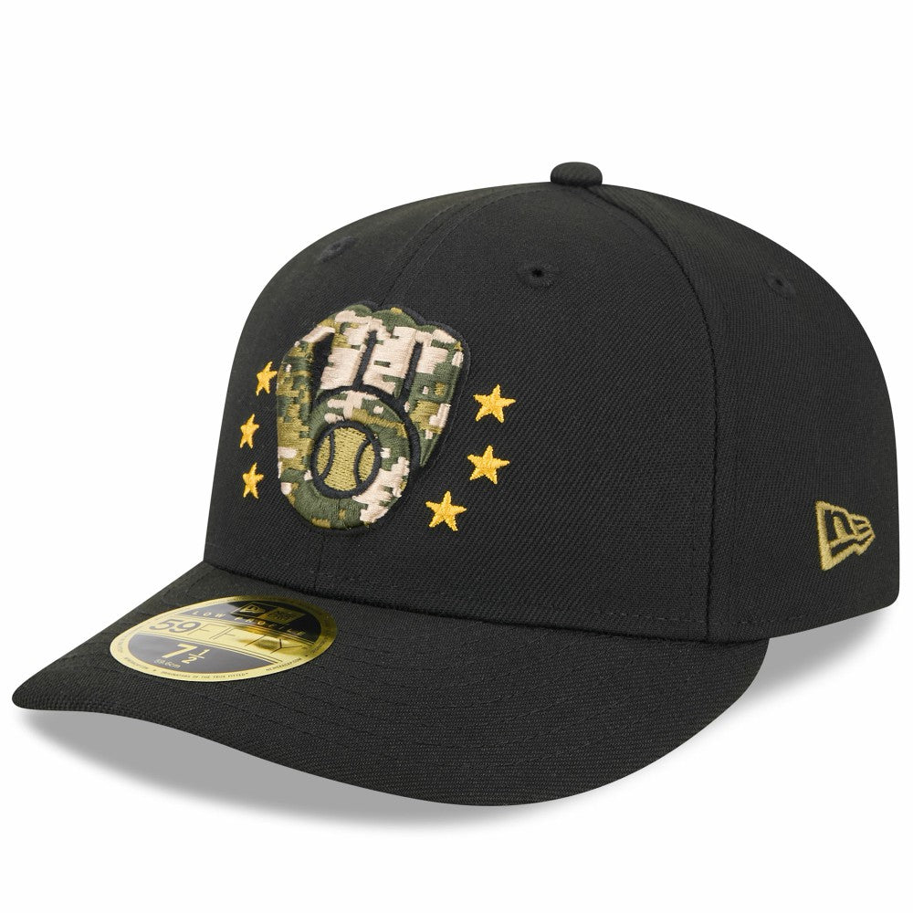 Milwaukee Brewers New Era 2024 Armed Forces Day Low Profile 59FIFTY Fitted Hat - Black Hats