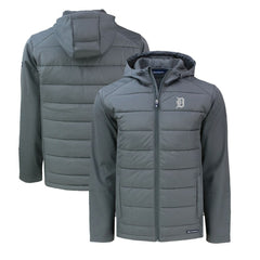 Detroit Tigers Cutter & Buck Big & Tall Evoke Hybrid Eco Softshell Recycled Full-Zip Hoodie - Gray Hoodies