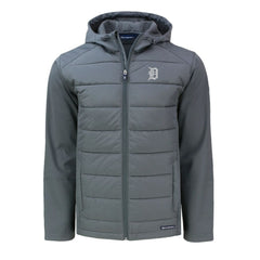 Detroit Tigers Cutter & Buck Big & Tall Evoke Hybrid Eco Softshell Recycled Full-Zip Hoodie - Gray Hoodies