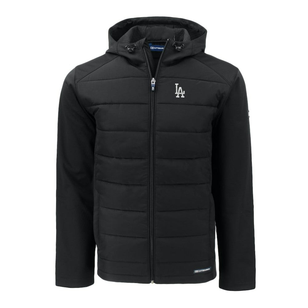 Los Angeles Dodgers Cutter & Buck Big & Tall Evoke Hybrid Eco Softshell Recycled Full-Zip Hoodie - Black Hoodies