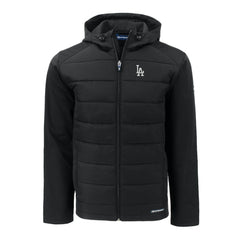 Los Angeles Dodgers Cutter & Buck Big & Tall Evoke Hybrid Eco Softshell Recycled Full-Zip Hoodie - Black Hoodies
