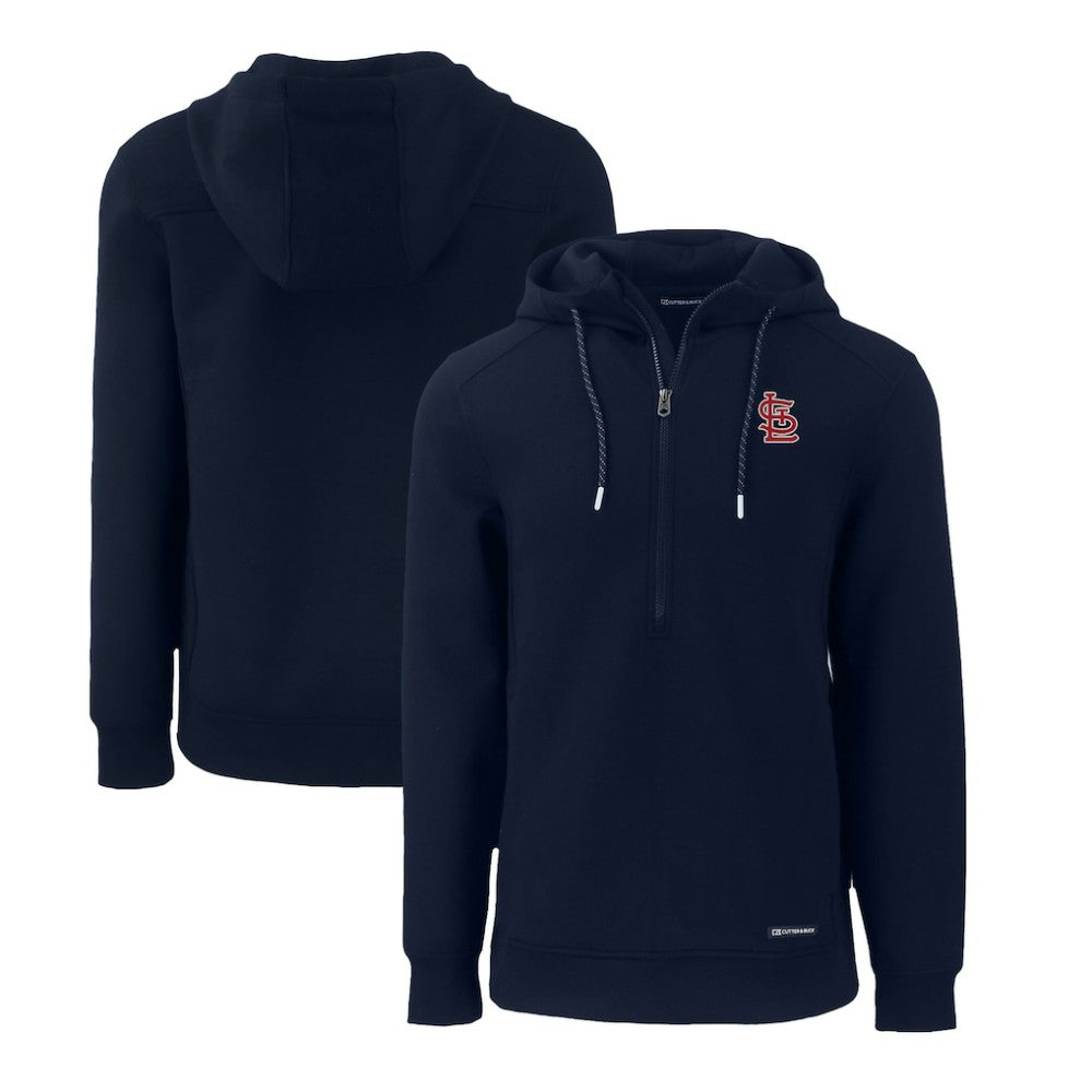 St. Louis Cardinals Cutter & Buck Roam Eco Half-Zip Recycled Pullover Hoodie - Navy Hoodies