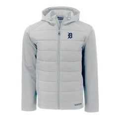 Detroit Tigers Cutter & Buck Evoke Hybrid Eco Softshell Recycled Full-Zip Hoodie - Gray Hoodies