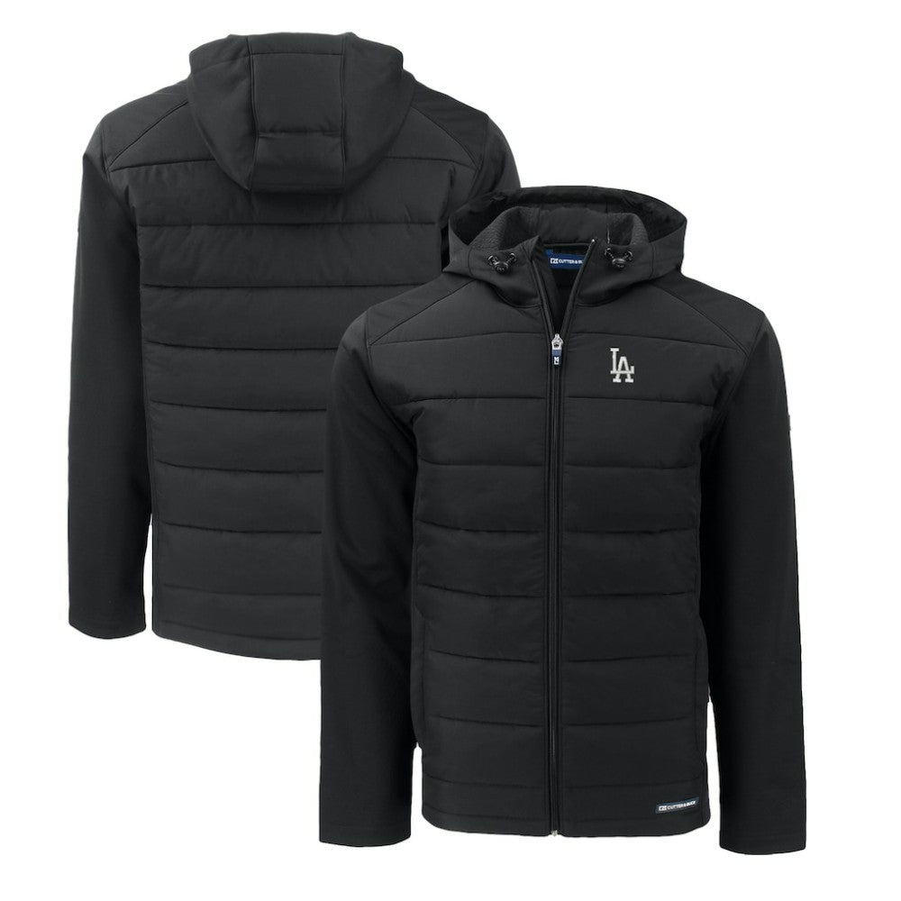 Los Angeles Dodgers Cutter & Buck Evoke Hybrid Eco Softshell Recycled Full-Zip Hoodie - Black Hoodies