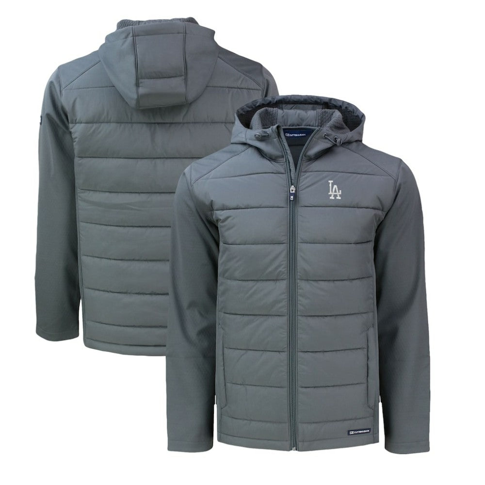 Los Angeles Dodgers Cutter & Buck Evoke Hybrid Eco Softshell Recycled Full-Zip Hoodie - Gray Hoodies