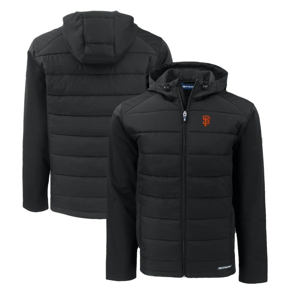 San Francisco Giants Cutter & Buck Evoke Hybrid Eco Softshell Recycled Full-Zip Hoodie - Black Hoodies