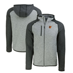 Baltimore Orioles Cutter & Buck Mainsail Full-Zip Hooded Jacket - Heather Charcoal/Heather Gray Jackets