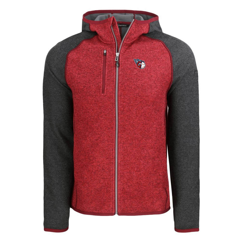 Cleveland Guardians Cutter & Buck Mainsail Full-Zip Hooded Jacket - Heather Charcoal/Red Jackets