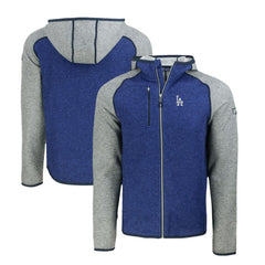 Los Angeles Dodgers Cutter & Buck Mainsail Full-Zip Hooded Jacket - Royal/Heather Gray Jackets