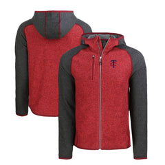 Minnesota Twins Cutter & Buck Mainsail Full-Zip Hooded Jacket - Heather Charcoal/Red Jackets