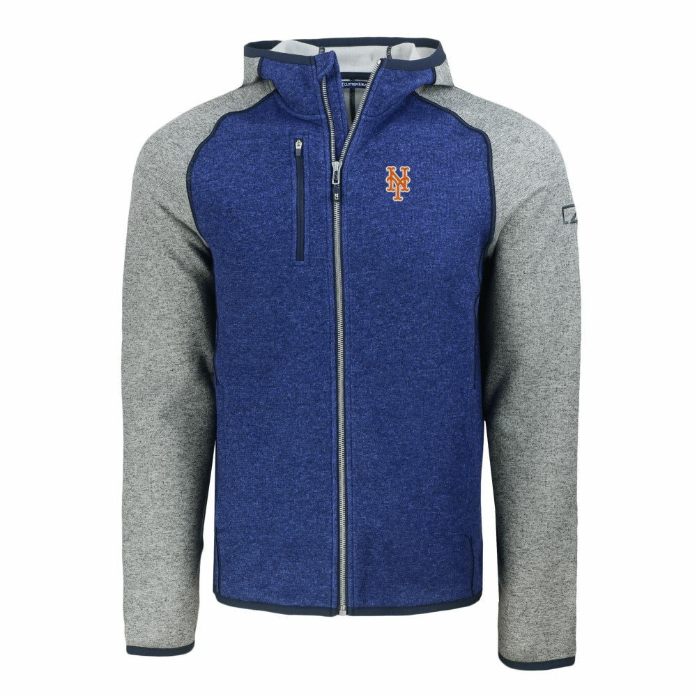 New York Mets Cutter & Buck Mainsail Full-Zip Hooded Jacket - Royal/Heather Gray Jackets