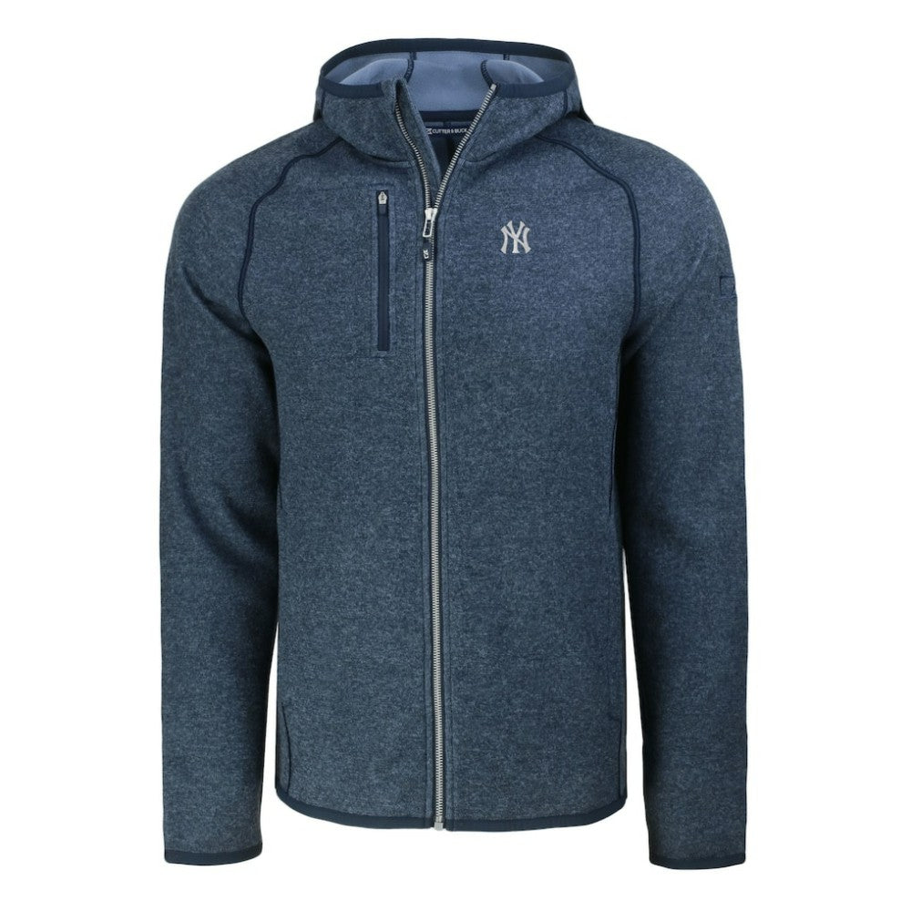 New York Yankees Cutter & Buck Mainsail Full-Zip Hooded Jacket - Heather Navy Jackets