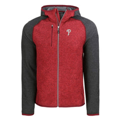 Philadelphia Phillies Cutter & Buck Mainsail Full-Zip Hooded Jacket - Heather Charcoal/Red Jackets