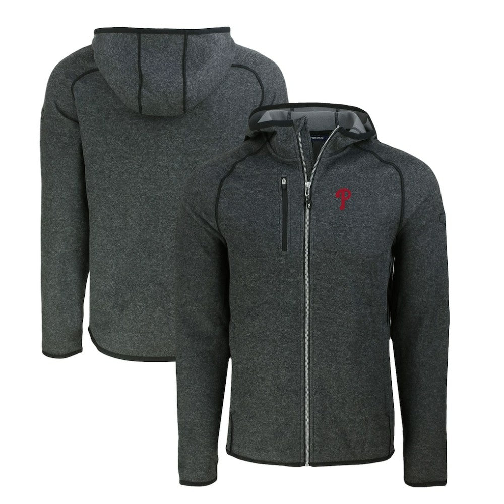 Philadelphia Phillies Cutter & Buck Mainsail Full-Zip Hooded Jacket - Heather Charcoal Jackets