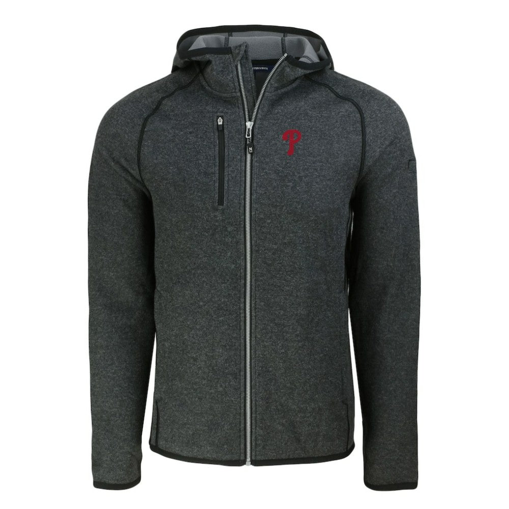 Philadelphia Phillies Cutter & Buck Mainsail Full-Zip Hooded Jacket - Heather Charcoal Jackets