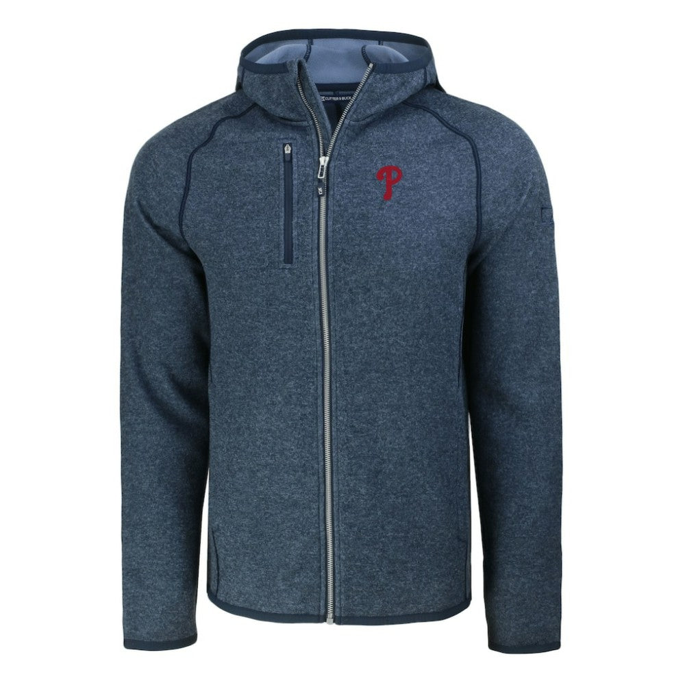 Philadelphia Phillies Cutter & Buck Mainsail Full-Zip Hooded Jacket - Heather Navy Jackets