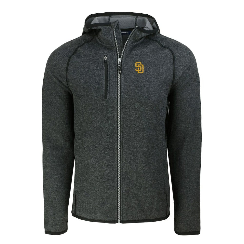 San Diego Padres Cutter & Buck Mainsail Full-Zip Hooded Jacket - Heather Charcoal Jackets