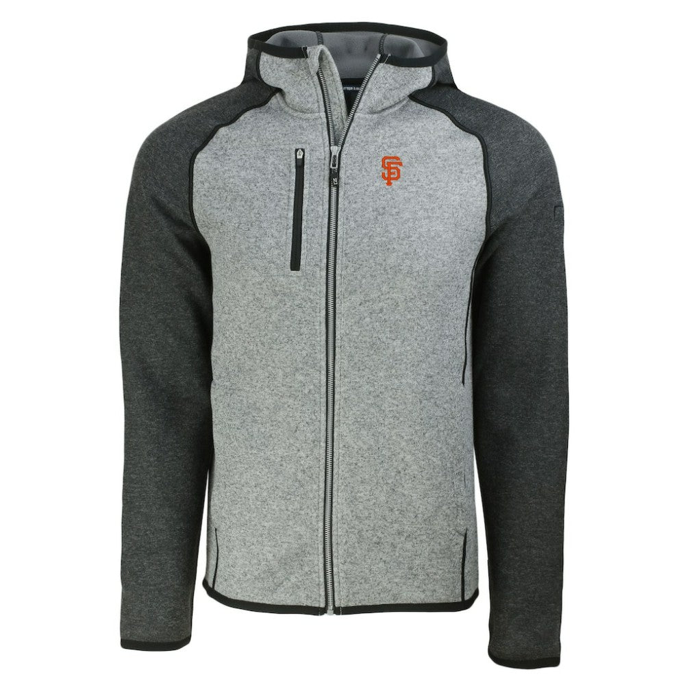 San Francisco Giants Cutter & Buck Mainsail Full-Zip Hooded Jacket - Heather Charcoal/Heather Gray Jackets