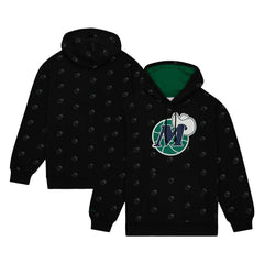 Dallas Mavericks Hardwood Classics Allover Print Pullover Hoodie Black