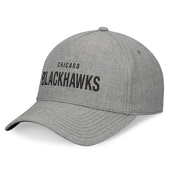 NHL Chicago Blackhawks Fanatics Elements A-Frame Leather Strapback Hat - Heather Gray
