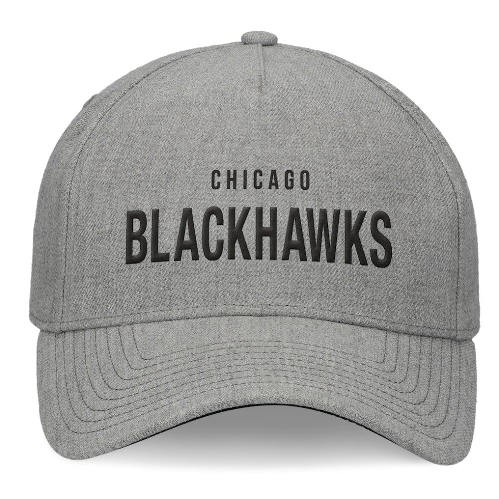 NHL Chicago Blackhawks Fanatics Elements A-Frame Leather Strapback Hat - Heather Gray