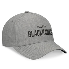 NHL Chicago Blackhawks Fanatics Elements A-Frame Leather Strapback Hat - Heather Gray