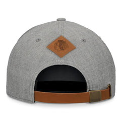 NHL Chicago Blackhawks Fanatics Elements A-Frame Leather Strapback Hat - Heather Gray