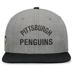 NHL Pittsburgh Penguins Fanatics Elements Flat Brim Leather Strapback Hat - Heather Gray