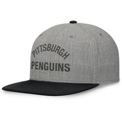 NHL Pittsburgh Penguins Fanatics Elements Flat Brim Leather Strapback Hat - Heather Gray