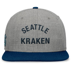 NHL Seattle Kraken Fanatics Elements Flat Brim Leather Strapback Hat - Heather Gray