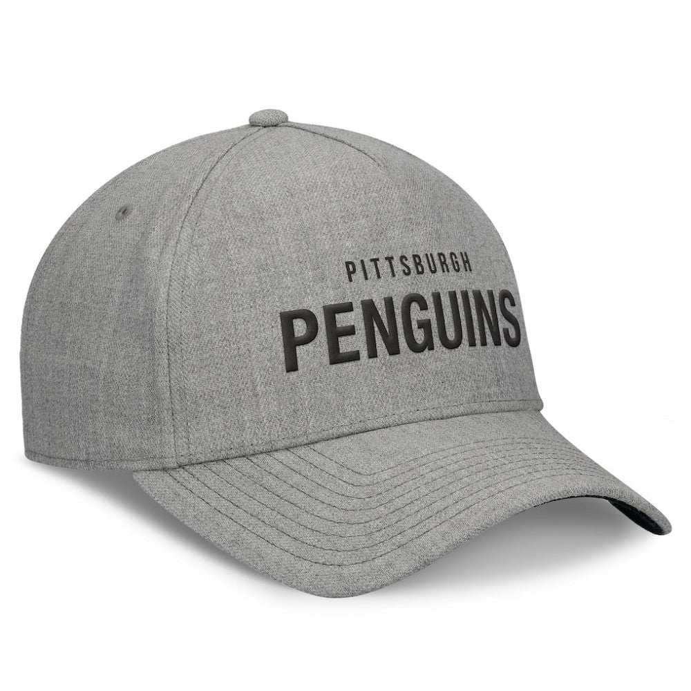 NHL Pittsburgh Penguins Fanatics Elements A-Frame Leather Strapback Hat - Heather Gray