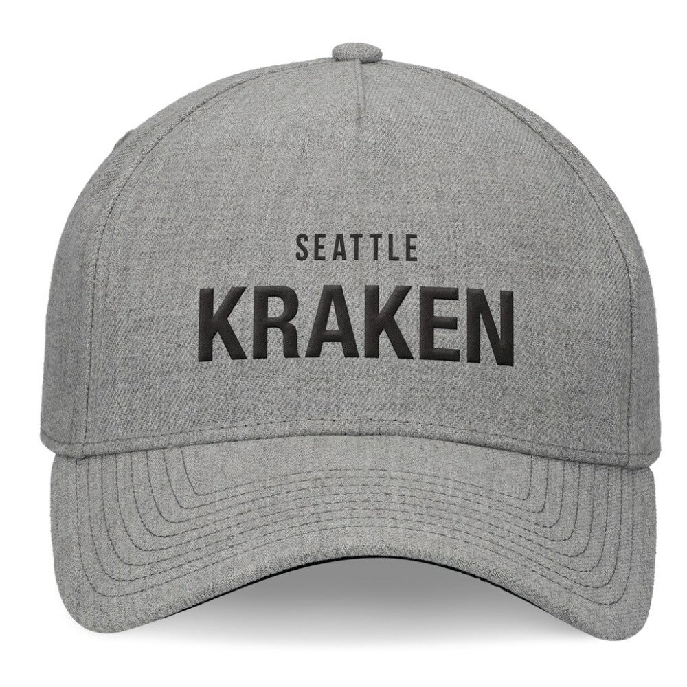 NHL Seattle Kraken Fanatics Elements A-Frame Leather Strapback Hat - Heather Gray