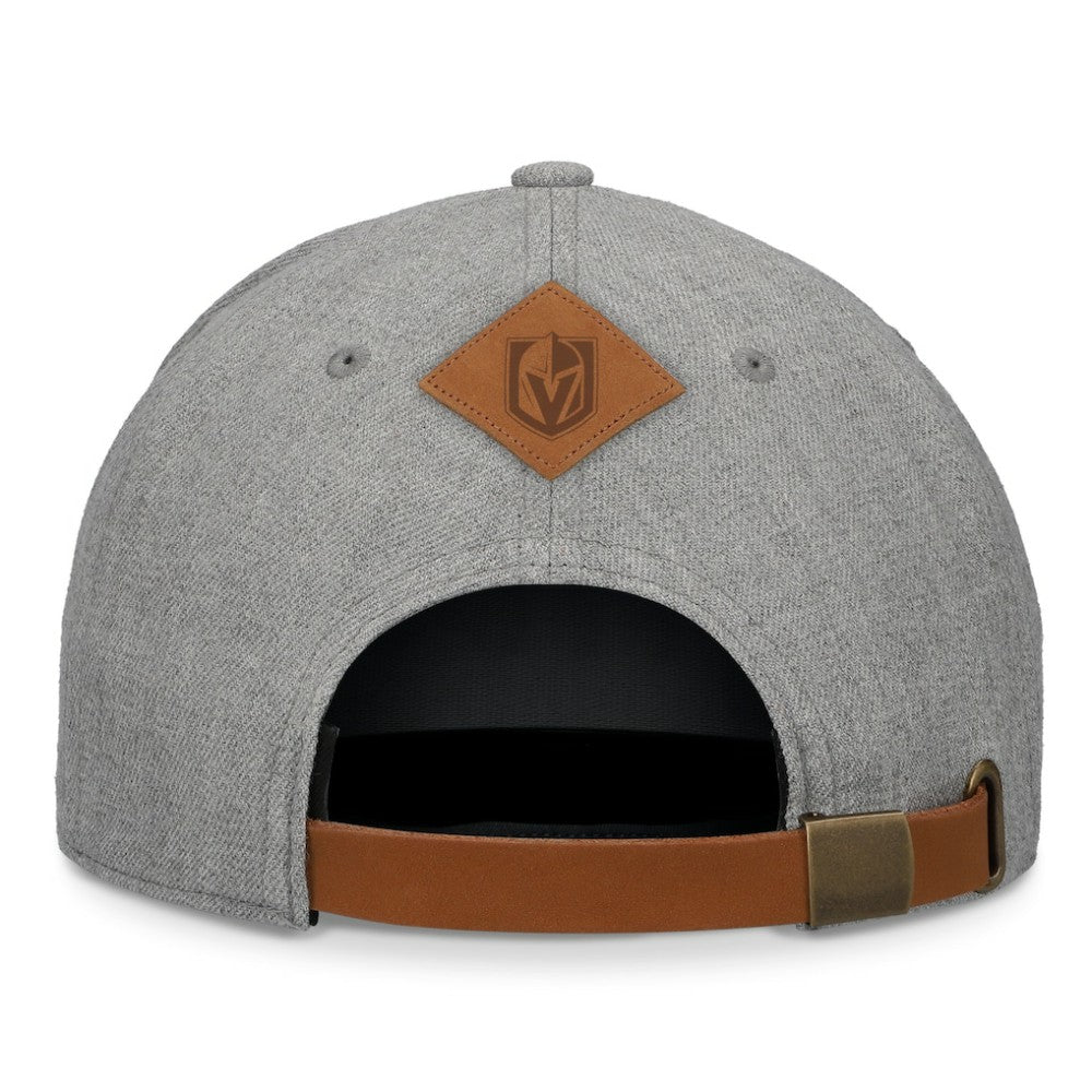 NHL Vegas Golden Knights Fanatics Elements A-Frame Leather Strapback Hat - Heather Gray