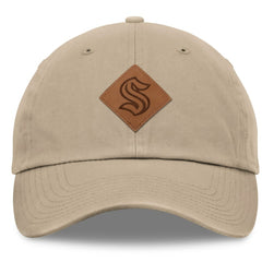 NHL Seattle Kraken Fanatics Elements Unstructured Patch Leather Strapback Hat - Khaki