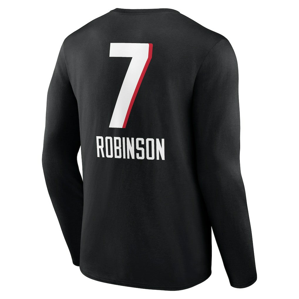 Bijan Robinson Atlanta Falcons Team Wordmark Name & Number Long Sleeve T-Shirt Black