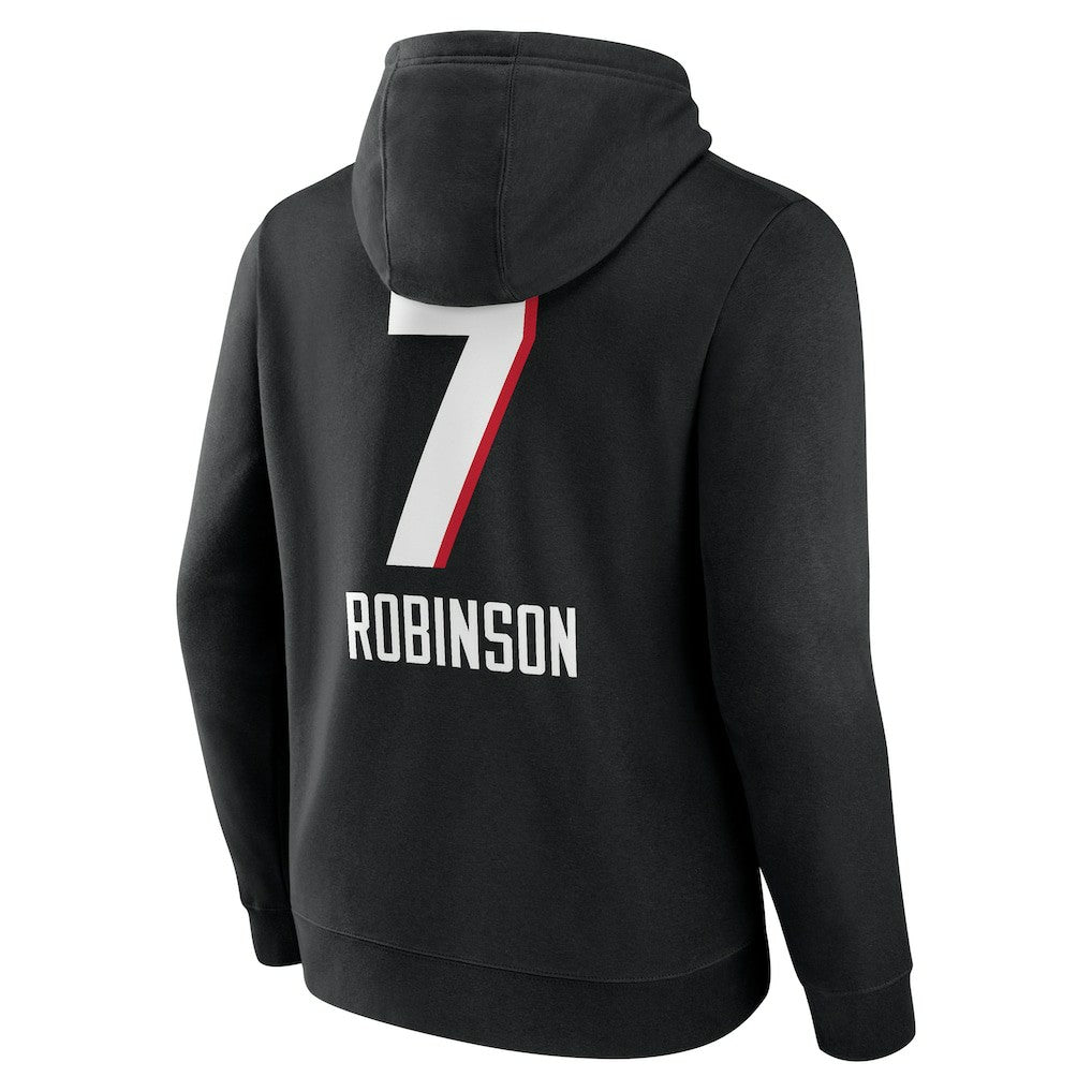 Bijan Robinson Atlanta Falcons Team Wordmark Name & Number Pullover Hoodie Black