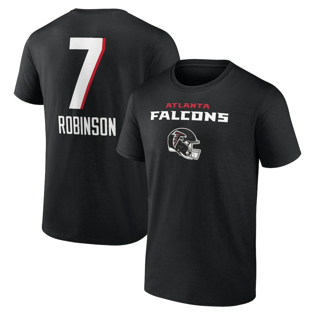 Bijan Robinson Atlanta Falcons Team Wordmark Name & Number T-Shirt Black