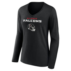 Bijan Robinson Atlanta Falcons Women's Team Wordmark Name & Number Long Sleeve V-Neck T-Shirt Black