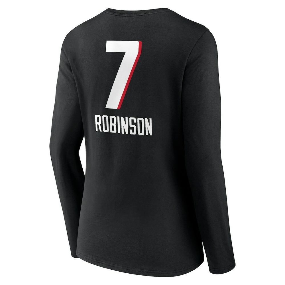 Bijan Robinson Atlanta Falcons Women's Team Wordmark Name & Number Long Sleeve V-Neck T-Shirt Black