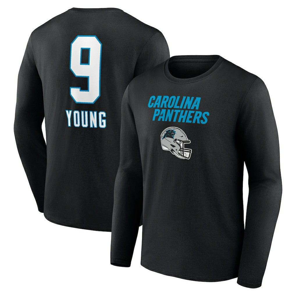 Bryce Young Carolina Panthers Team Wordmark Name & Number Long Sleeve T-Shirt Black