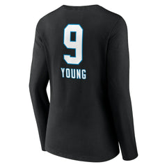 Bryce Young Carolina Panthers Women's Team Wordmark Name & Number Long Sleeve V-Neck T-Shirt Black