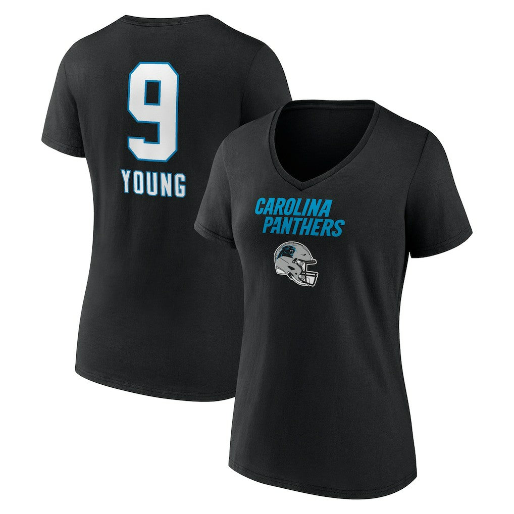 Bryce Young Carolina Panthers Women's Team Wordmark Name & Number V-Neck T-Shirt Black