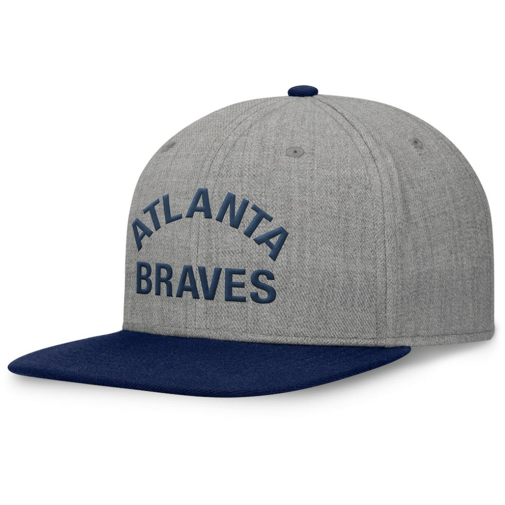 Atlanta Braves Fanatics Elements Flat Brim Snapbuckle Hat - Heather Gray/Navy Hats