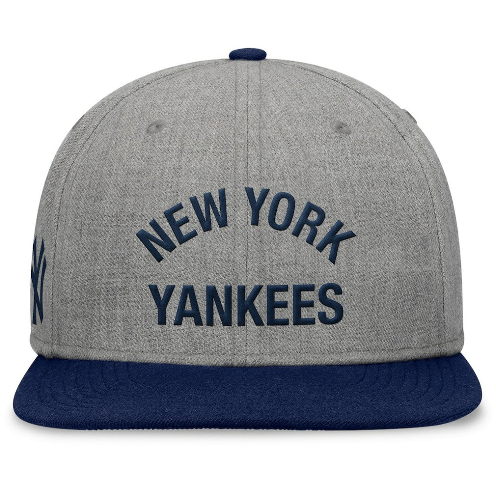 New York Yankees Fanatics Elements Flat Brim Snapbuckle Hat - Heather Gray/Navy Hats